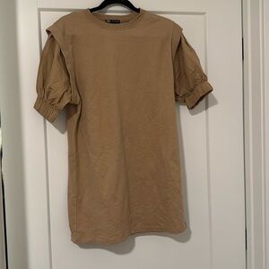 Zara tan puff sleeve dress nwot